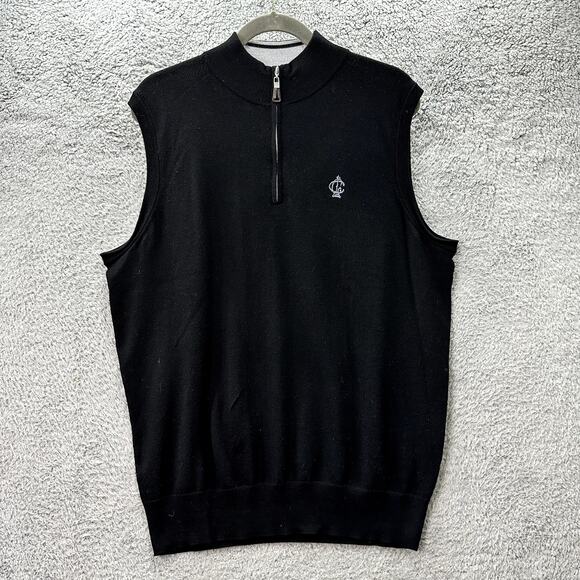 Peter Millar Men's Large Black Vest Wool Silk Blend Lightweight Golf Performance